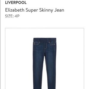 Liverpool Elizabeth Super skinny jeans size 4P